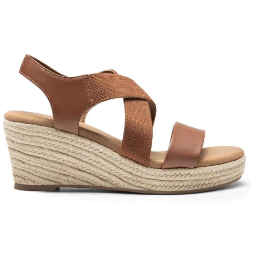 DREAM PAIRS Women's Platform Espadrilles Wedge Sandals, Elastic Ankle Brown 11M - Picture 2 of 6